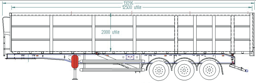 Schéma dimensions Benne ACIER SOCARI